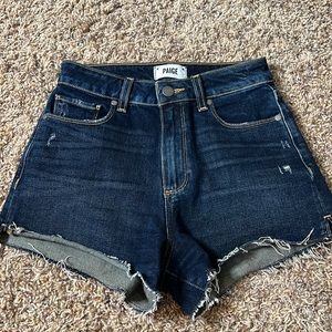 PAIGE Dark Indigo Denim Jean Shorts